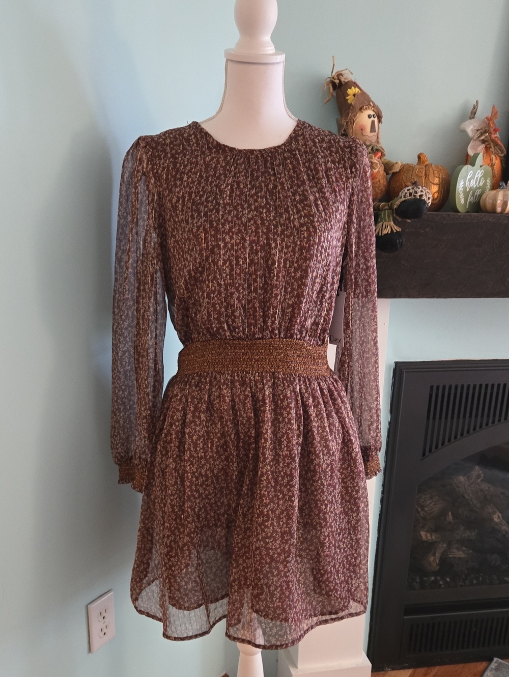 NWT Dex Brown Floral Dress S